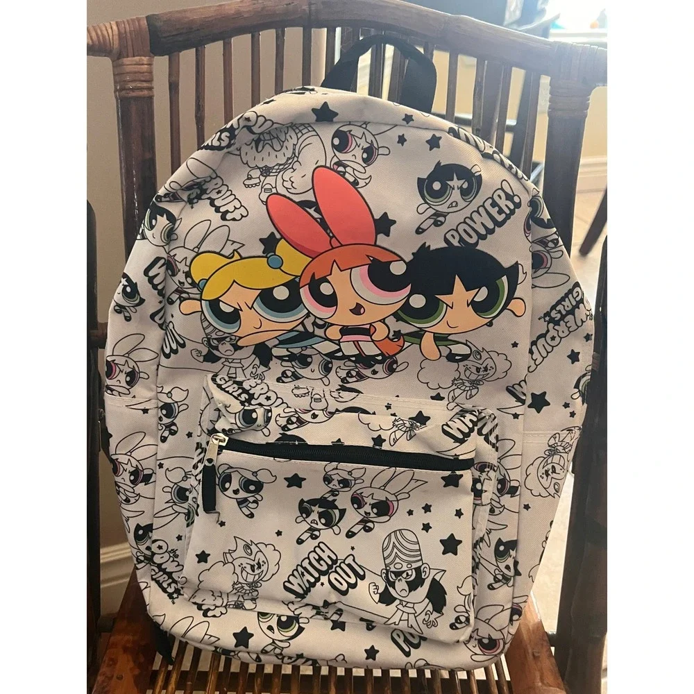 The Powerpuff Girls Trio Backpack Blossom Bubbles and Buttercup White Black